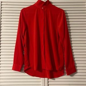 Fire engine red button up blouse